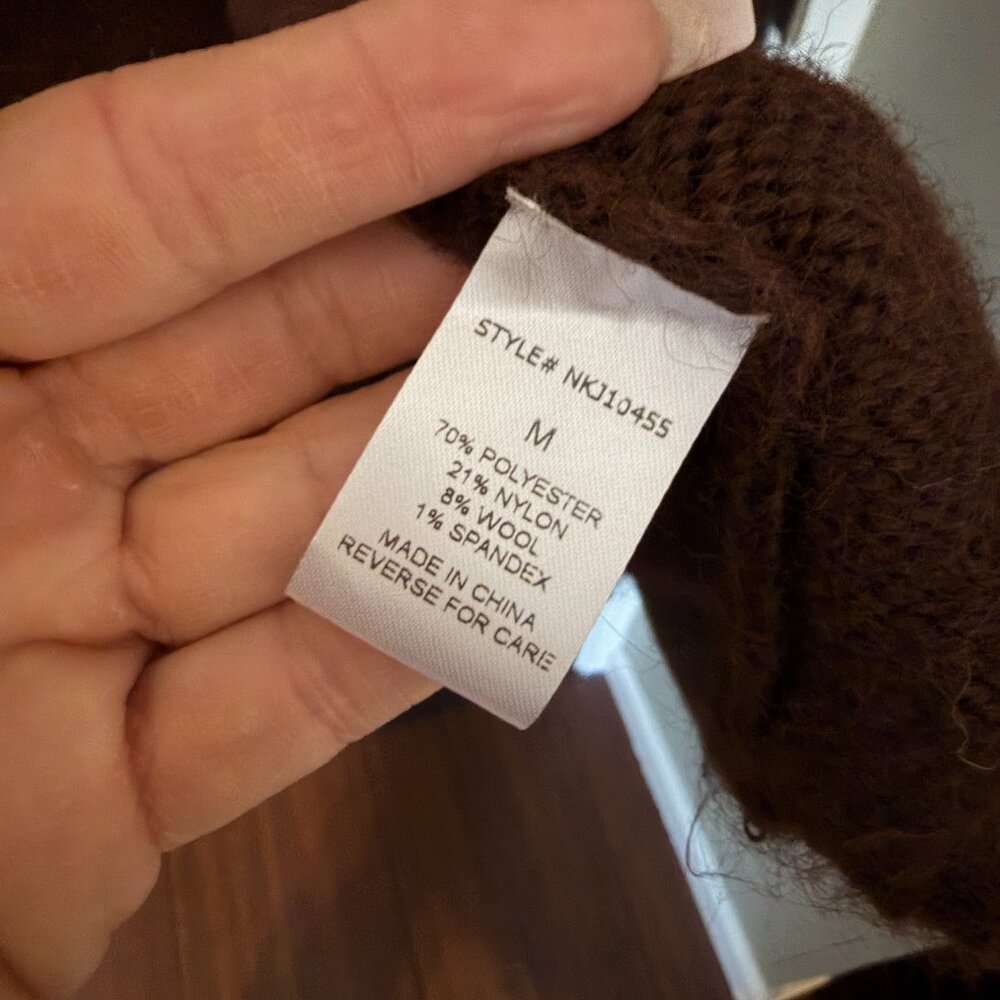 NWOT Altared State Womens Oversized Sweater Tie Cardigan Dark Brown Medium - Picture 3 of 5